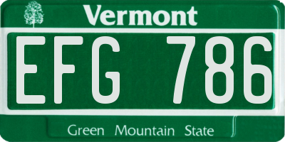 VT license plate EFG786