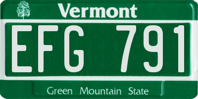 VT license plate EFG791