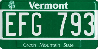 VT license plate EFG793