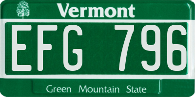 VT license plate EFG796