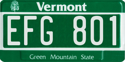 VT license plate EFG801