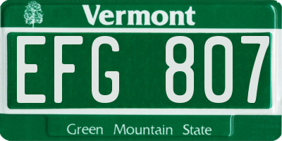 VT license plate EFG807