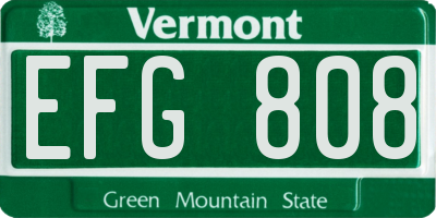 VT license plate EFG808