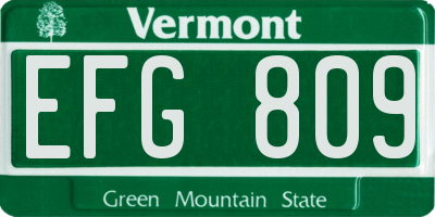 VT license plate EFG809