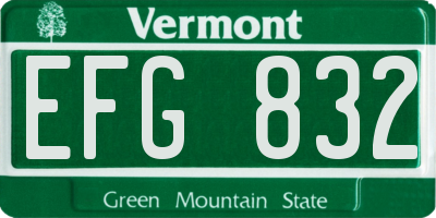 VT license plate EFG832