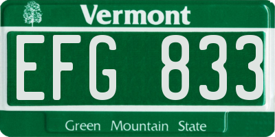 VT license plate EFG833