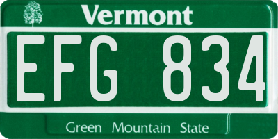 VT license plate EFG834