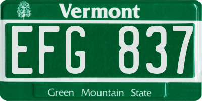 VT license plate EFG837