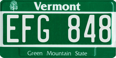VT license plate EFG848