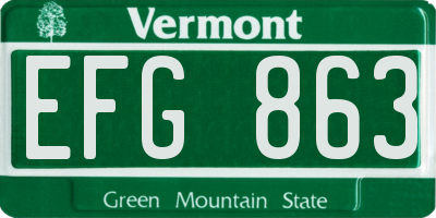VT license plate EFG863