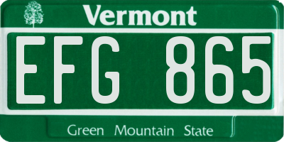 VT license plate EFG865