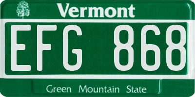 VT license plate EFG868