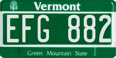 VT license plate EFG882