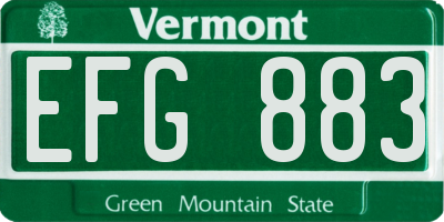VT license plate EFG883
