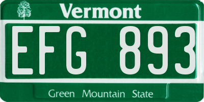 VT license plate EFG893
