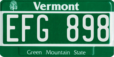 VT license plate EFG898