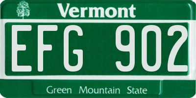 VT license plate EFG902