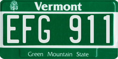 VT license plate EFG911