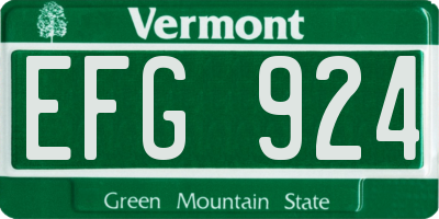 VT license plate EFG924
