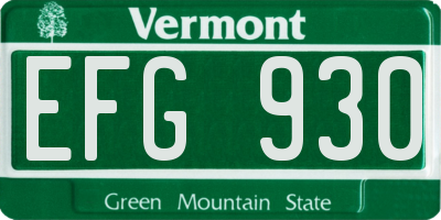 VT license plate EFG930