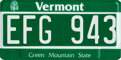 VT license plate EFG943