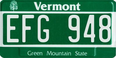 VT license plate EFG948