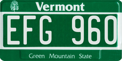 VT license plate EFG960