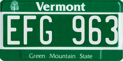 VT license plate EFG963