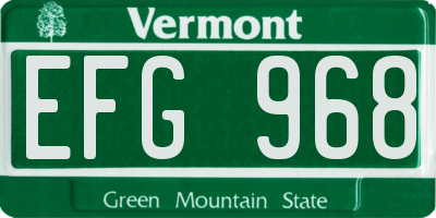 VT license plate EFG968