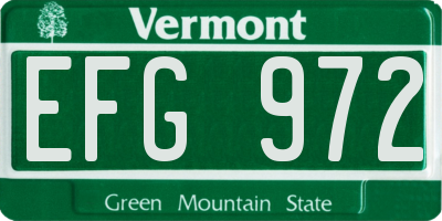 VT license plate EFG972