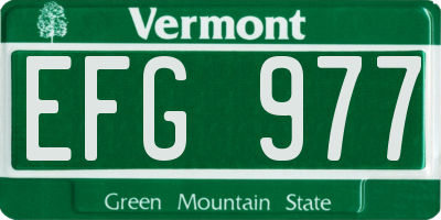 VT license plate EFG977