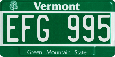 VT license plate EFG995