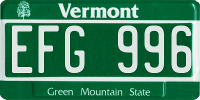 VT license plate EFG996