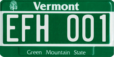 VT license plate EFH001