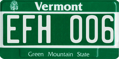 VT license plate EFH006