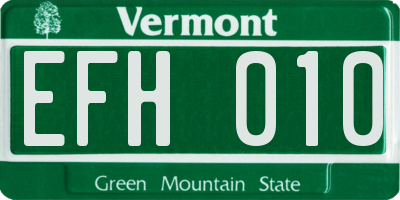 VT license plate EFH010