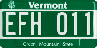 VT license plate EFH011