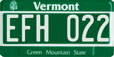 VT license plate EFH022