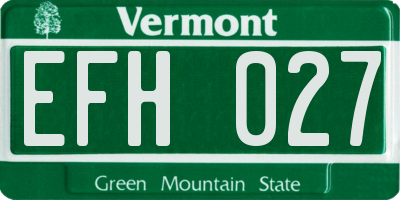 VT license plate EFH027