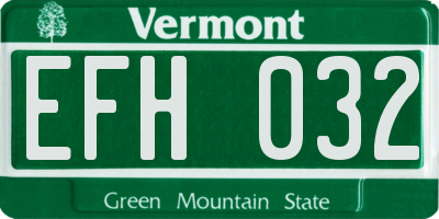 VT license plate EFH032