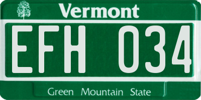 VT license plate EFH034