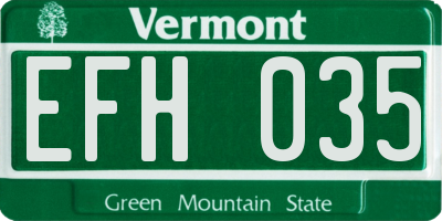 VT license plate EFH035