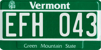 VT license plate EFH043