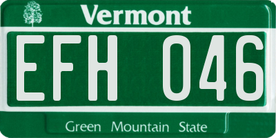 VT license plate EFH046