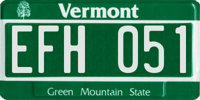 VT license plate EFH051
