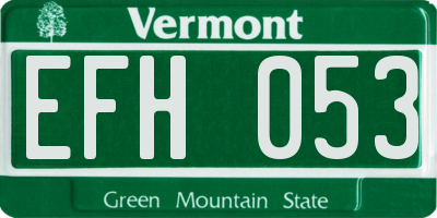 VT license plate EFH053