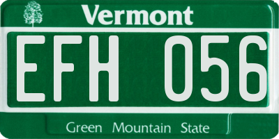 VT license plate EFH056
