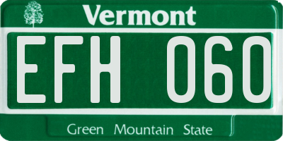 VT license plate EFH060