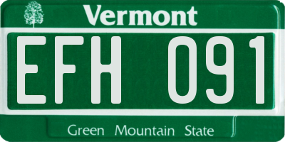 VT license plate EFH091