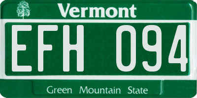 VT license plate EFH094